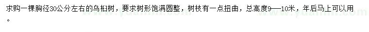 求購胸徑30公分左右烏桕