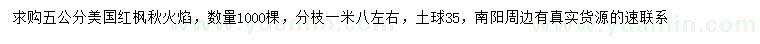 求購(gòu)5公分美國(guó)紅楓秋火焰
