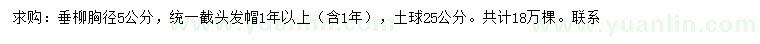 求購(gòu)胸徑5公分垂柳