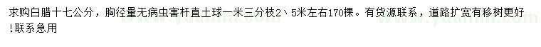 求購17公分白蠟