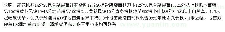 求購(gòu)紅花風(fēng)鈴、紅花紫荊、鐵刀木等