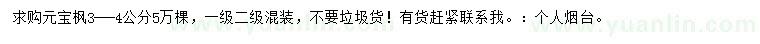 求購3-4公分元寶楓