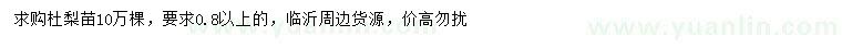求購(gòu)0.8以上杜梨苗