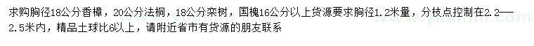 求購香樟、法桐、欒樹等