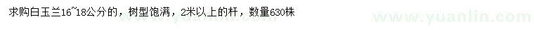 求購16-18公分白玉蘭