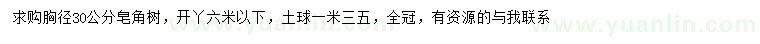求購(gòu)胸徑30公分皂角樹(shù)
