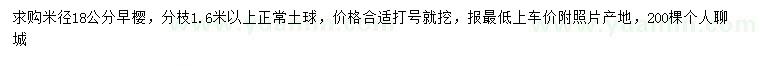 求購(gòu)米徑18公分早櫻