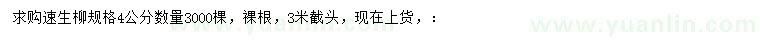 求購4公分速生柳