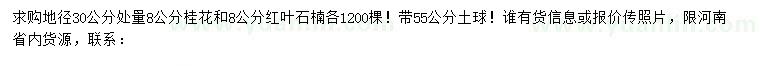 求購(gòu)地徑30量8公分桂花、8公分紅葉石楠
