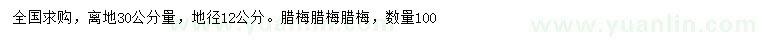 求購30公分量地徑12公分臘梅
