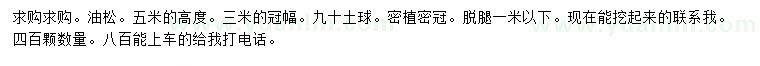 求購高5米油松