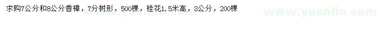 求購7、8公分香樟、3公分桂花