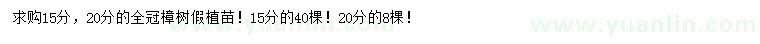 求購(gòu)15、20公分樟樹(shù)