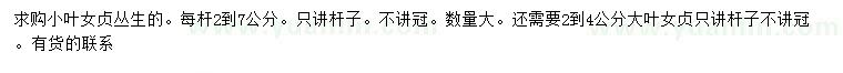 求購(gòu)每桿2-7公分叢生小葉女貞、2-4公分大葉女貞