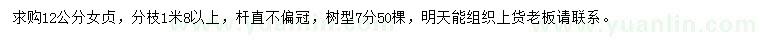 求購(gòu)12公分女貞