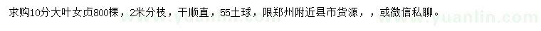 求購(gòu)10公分大葉女貞