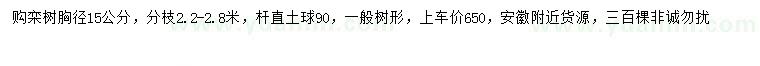 求購(gòu)胸徑15公分欒樹(shù)