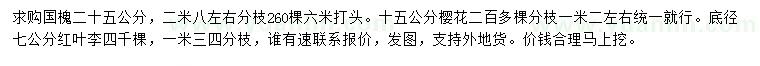 求購國槐、櫻花、紅葉李