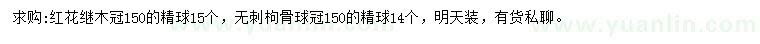 求購冠150公分紅花繼木球、無刺枸骨球