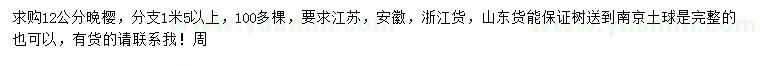 求購12公分晚櫻