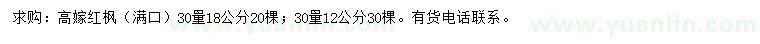 求購(gòu)30量12、18公分紅楓