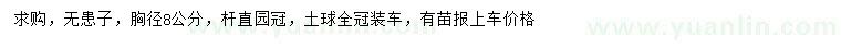 求購胸徑8公分無患子