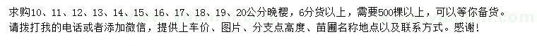 求購10-20公分晚櫻