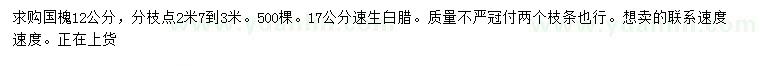求購12公分國槐、17公分速生白臘