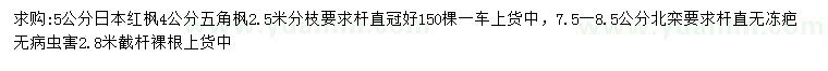 求購日本紅楓、五角楓、北欒