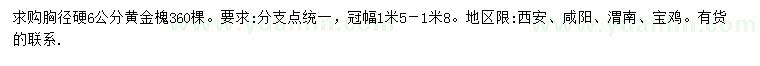 求購胸徑6公分黃金槐