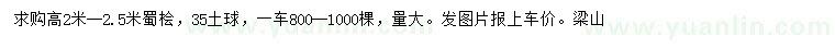 求購高2-2.5米蜀檜