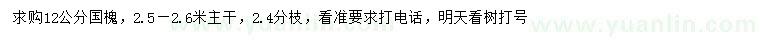 求購12公分國槐