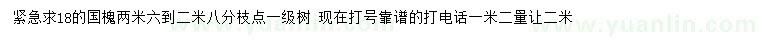 求購18公分國槐