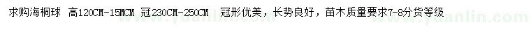 求購(gòu)冠幅230-250公分海桐球