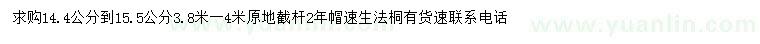 求購14.4-15.5公分速生法桐