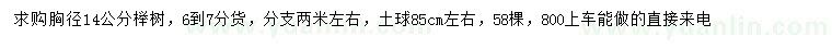 求購胸徑14公分櫸樹