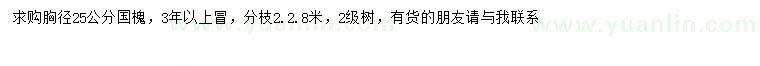 求購(gòu)胸徑25公分國(guó)槐