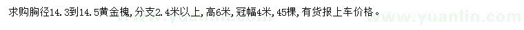 求購胸徑14.3-14.5公分黃金槐