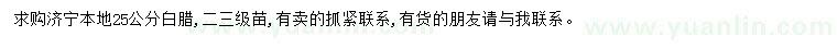 求購25公分白臘