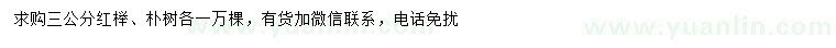 求購3公分紅櫸、樸樹
