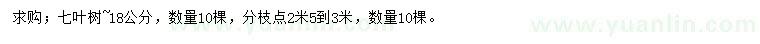 求購(gòu)18公分七葉樹(shù)