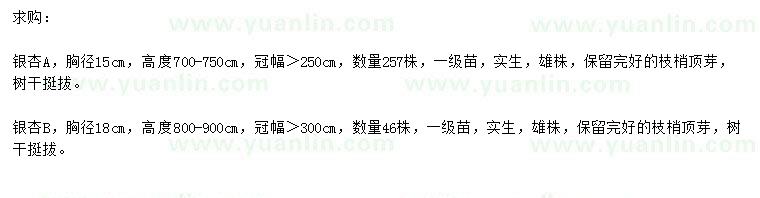 求購胸徑15、18公分銀杏