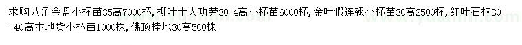 求購(gòu)八角金盤、柳葉十大功勞、金葉假連翹等