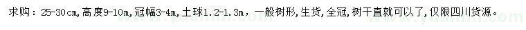 求購(gòu)25-30公分小葉香樟