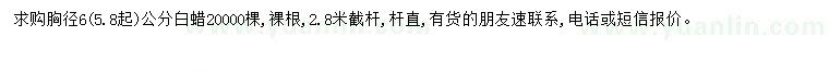 求購(gòu)胸徑5.8起6公分白蠟