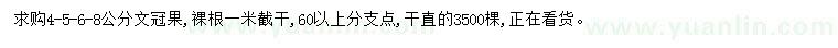 求購4、5、6、8公分文冠果