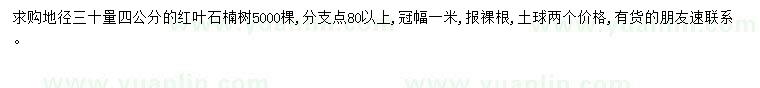 求購30量4公分紅葉石楠