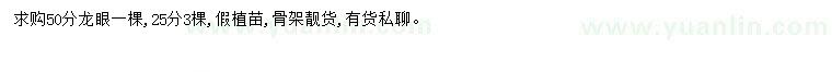 求購25、50公分龍眼