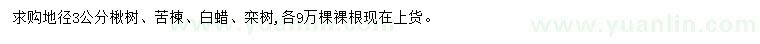 求購(gòu)楸樹、苦楝、白蠟等