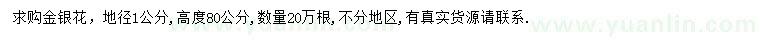 求購地徑1公分金銀花